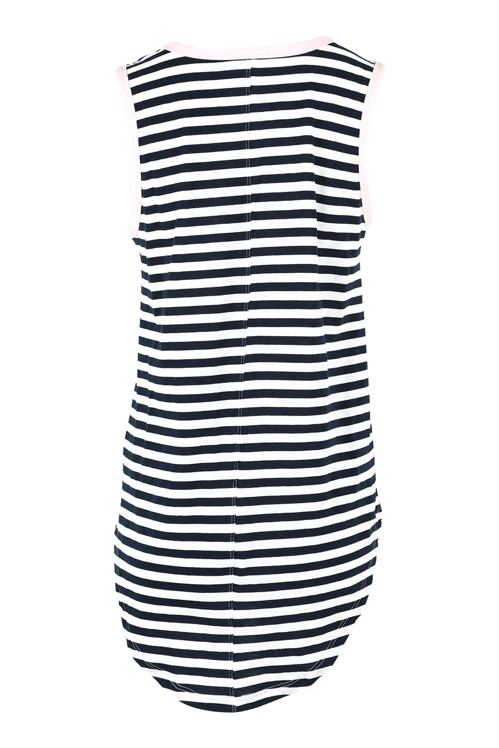 Product shot of the Keira Cotton Tank in colour Navystrpnk (Blue), from the back