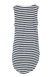 Product shot of the Keira Cotton Tank in colour Navystrpnk (Blue), from the back