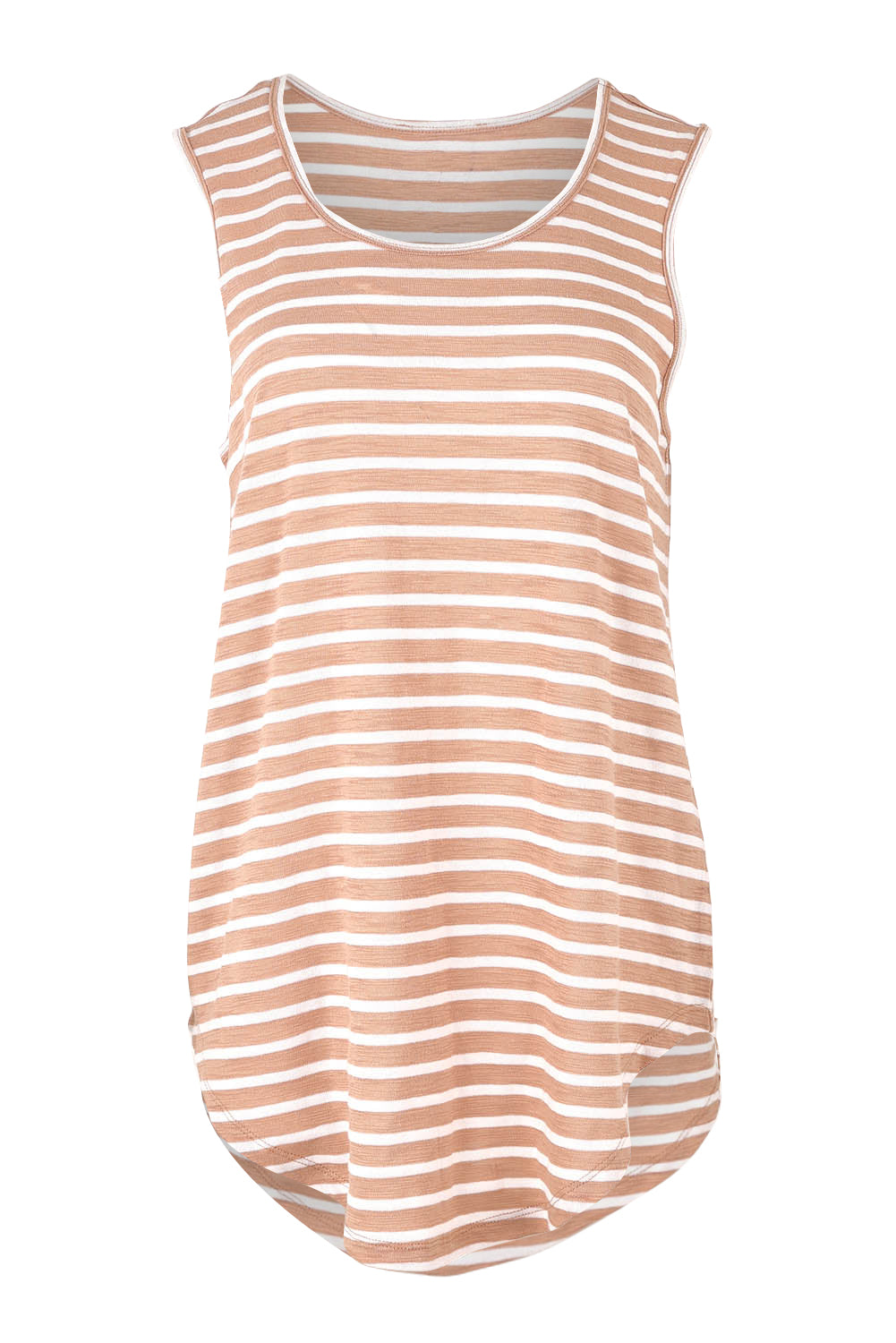 Product shot of the Keira Tank in colour Beigestrip, from the front