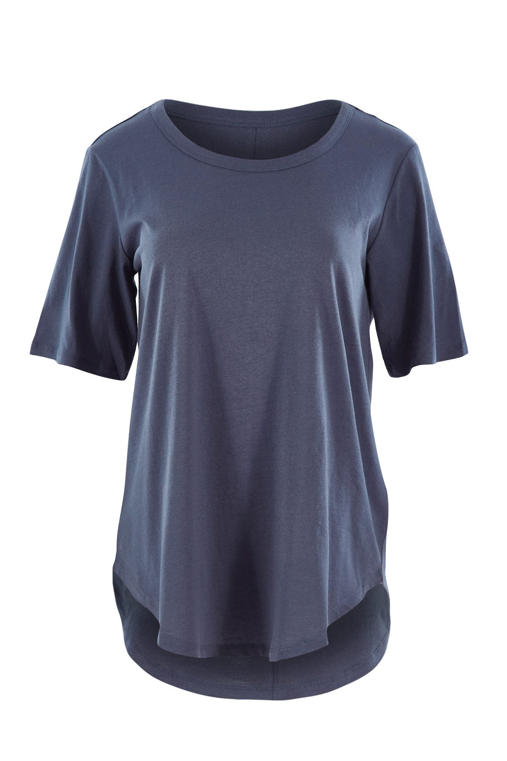 Product shot of the Ariana Tee in colour Indiblue (Blue), from the front