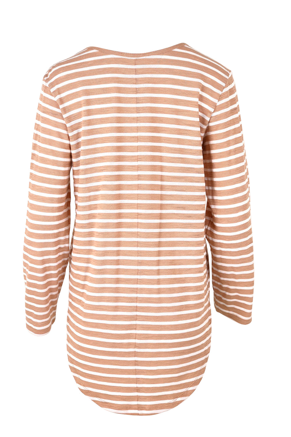 Product shot of the Megan Long Sleeve Top in colour Beigestrip, from the back