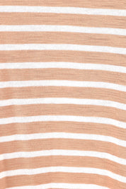 Product shot of the Megan Long Sleeve Top in colour Beigestrip, detail