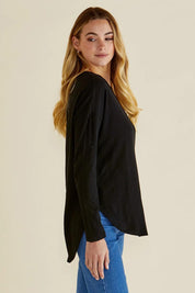 Megan Long Sleeve Top - Black