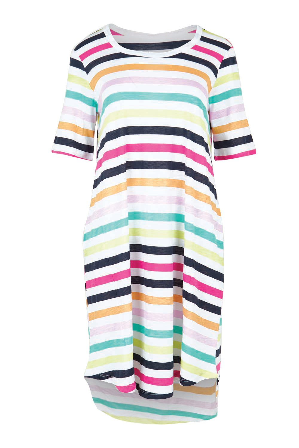 Product shot of the Nyree Cotton Dress in colour Rainbowstr, from the front