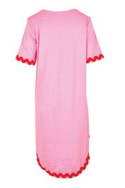 Product shot of the Nyree Cotton Dress in colour Redpinkric (Pink), from the back