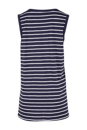 Product shot of the Audrey Tank in colour Nautical (Blue), from the back