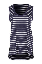 Product shot of the Audrey Tank in colour Nautical (Blue), from the front
