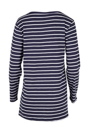 Product shot of the Bonnie L/S Top in colour Nautical (Blue), from the back