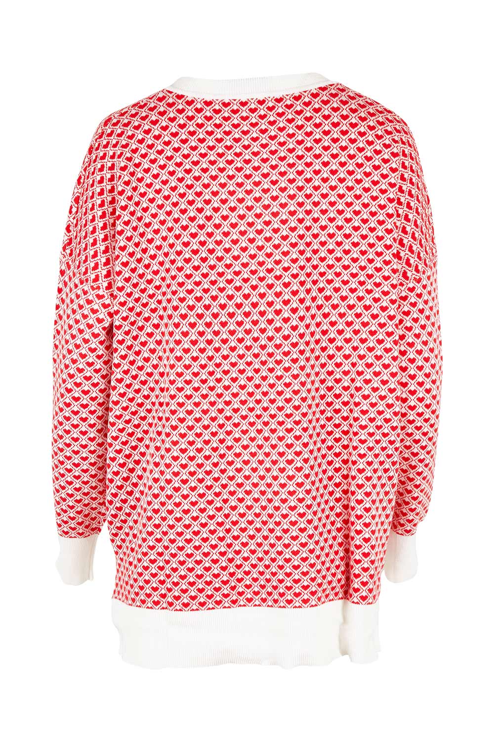 Product shot of the Gianna Sweater in colour Heart (Red), from the back