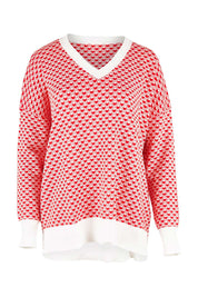 Product shot of the Gianna Sweater in colour Heart (Red), from the front