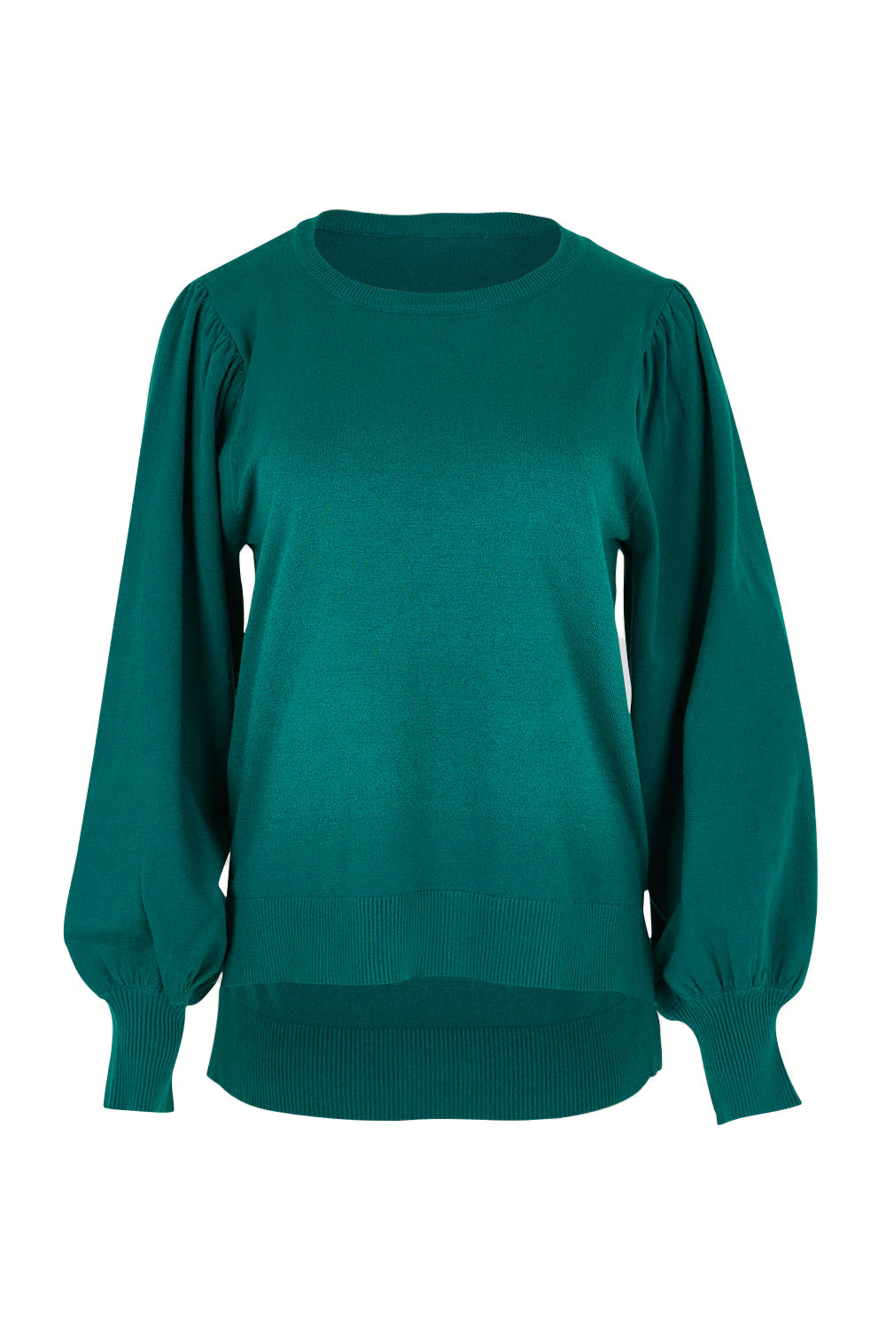 Product shot of the Charlotte Knit Jumper in colour Teal (Green), from the front