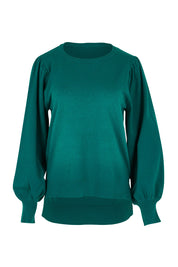 Product shot of the Charlotte Knit Jumper in colour Teal (Green), from the front
