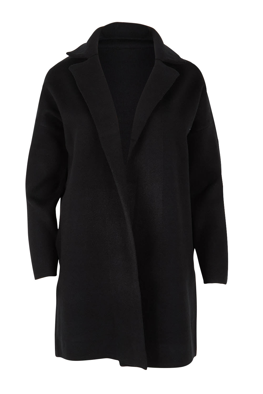 Product shot of the Bristol Coatigan in colour Black (Black), from the front