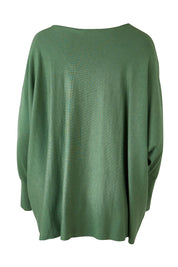 Product shot of the Destiny Knit Jumper in colour Powdergree (Green), from the back