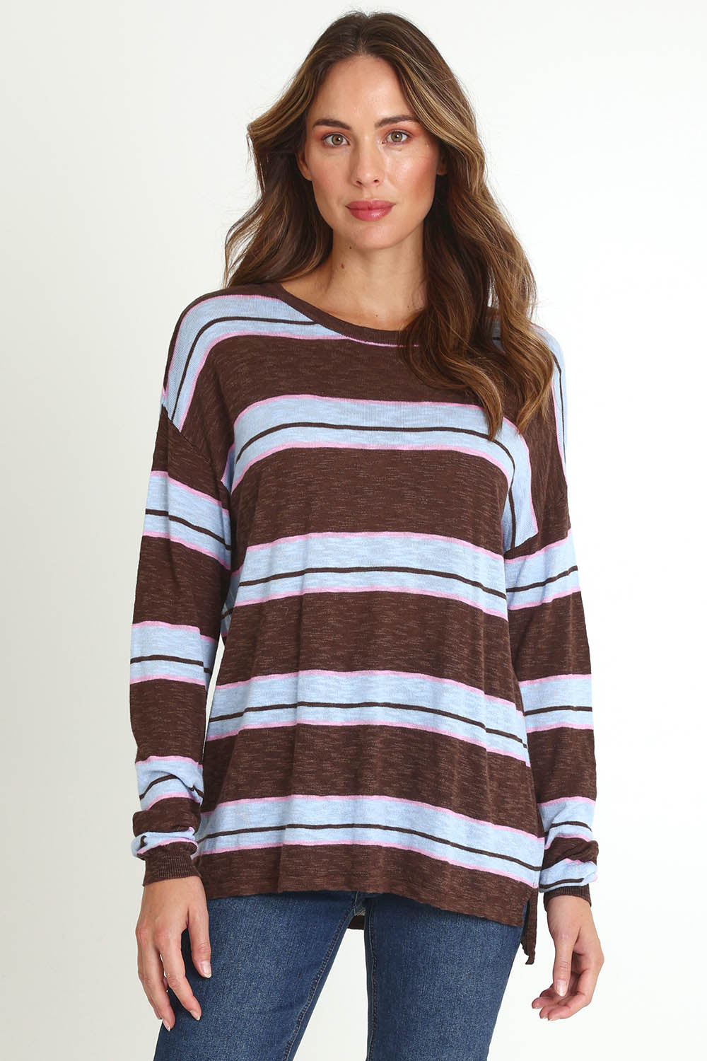 Natasha Cotton Blend Knit Top – Chocolate