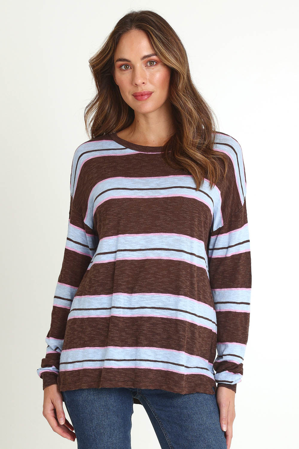 Natasha Cotton Blend Knit Top – Chocolate