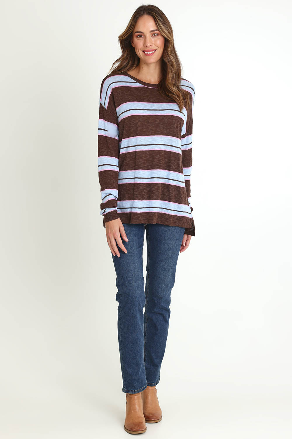 Natasha Cotton Blend Knit Top – Chocolate