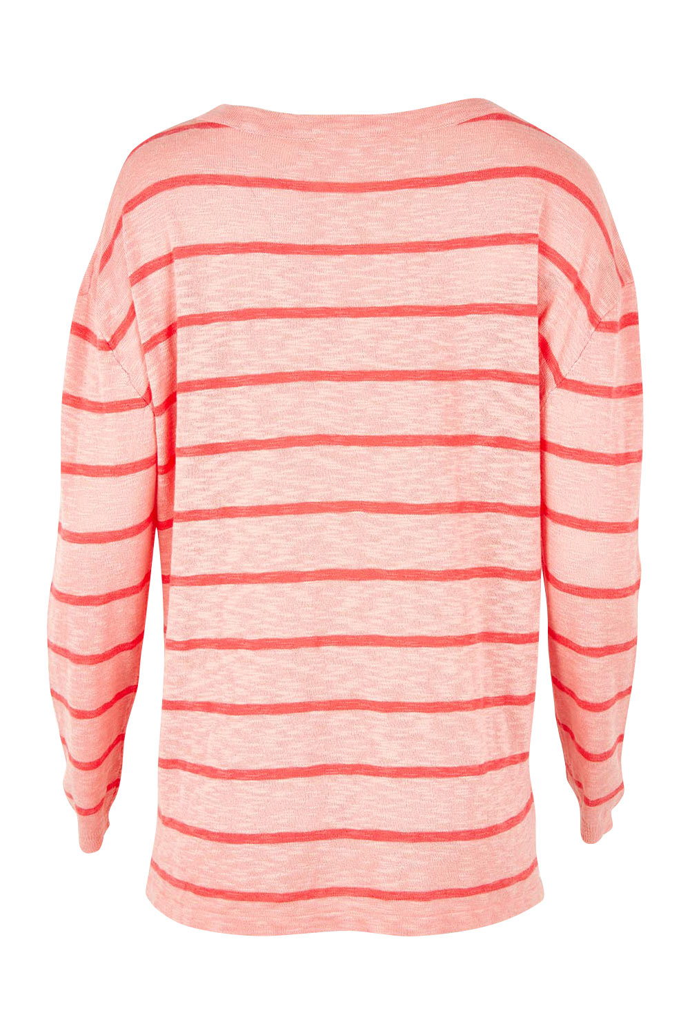 Product shot of the Natasha Cotton Blend Knit Top in colour Pinkstripe (Pink), from the back