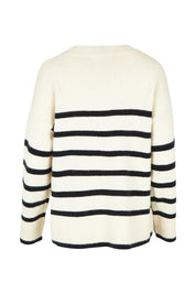 Product shot of the Edith Knit Jumper in colour Blkstripe (White), from the back
