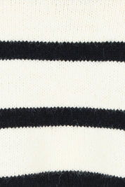 Product shot of the Edith Knit Jumper in colour Blkstripe (White), detail