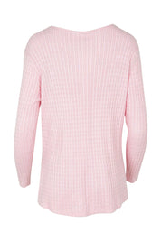 Product shot of the Cable Mini Jumper in colour Babypink (Pink), from the back