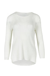 Product shot of the Cable Mini Jumper in colour Oat, from the front