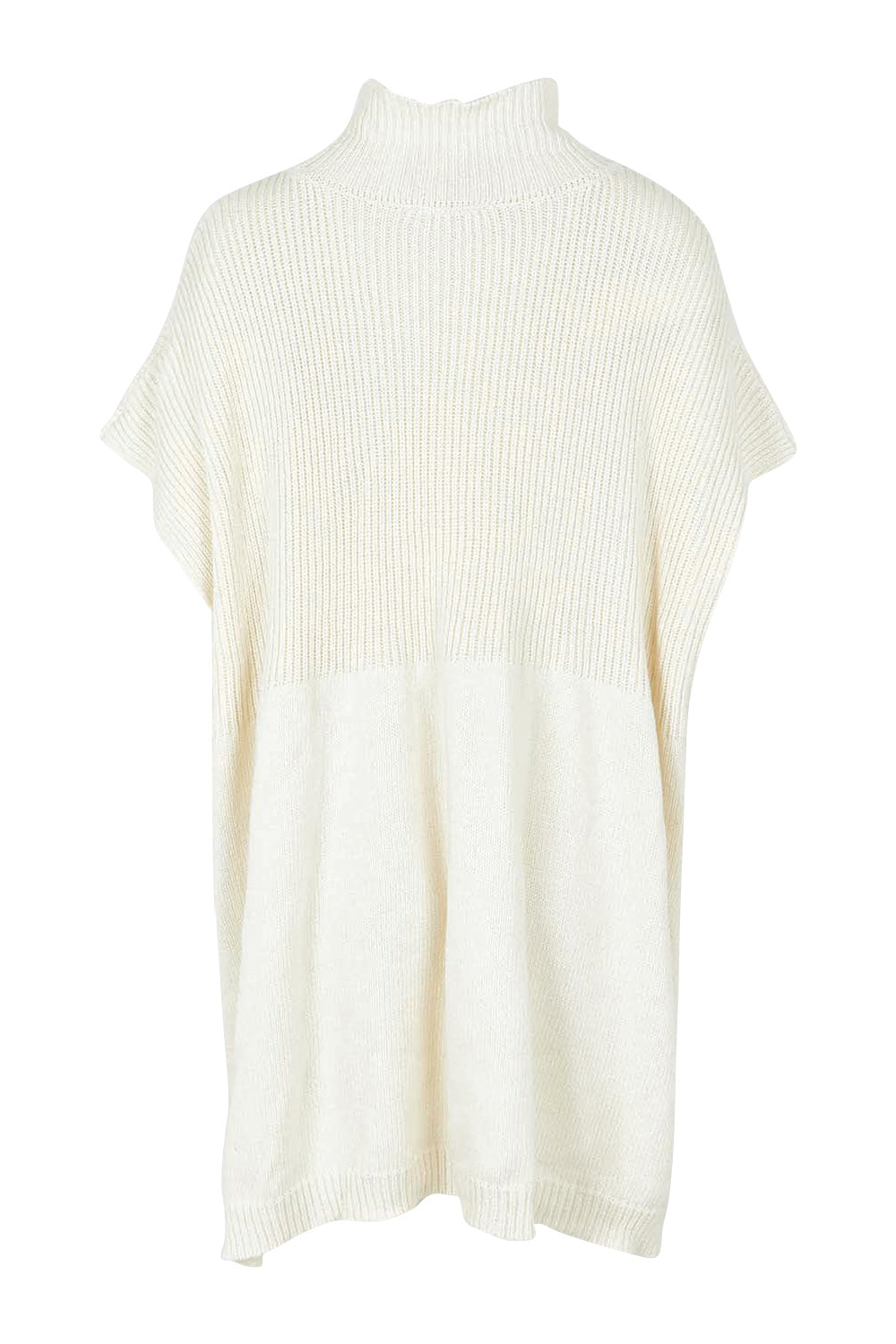 Product shot of the Paige Cotton Blend Poncho in colour Oat, from the back