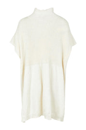 Product shot of the Paige Cotton Blend Poncho in colour Oat, from the back