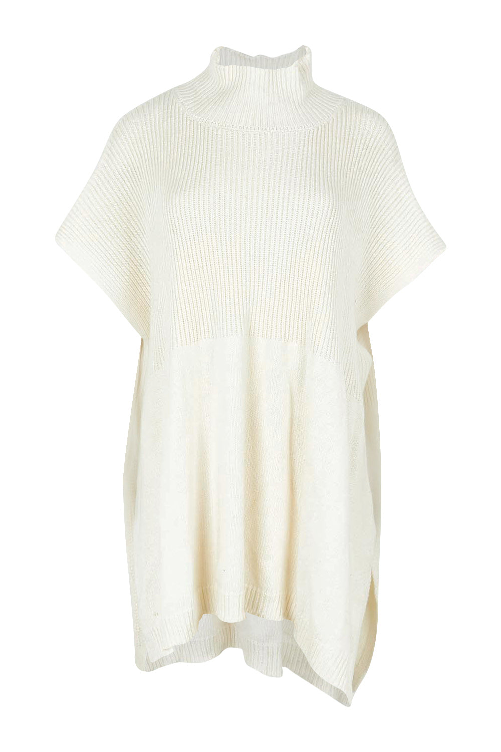Product shot of the Paige Cotton Blend Poncho in colour Oat, from the front