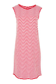 Product shot of the Viola Cotton Tank Dress in colour Redwhite (Red), from the front