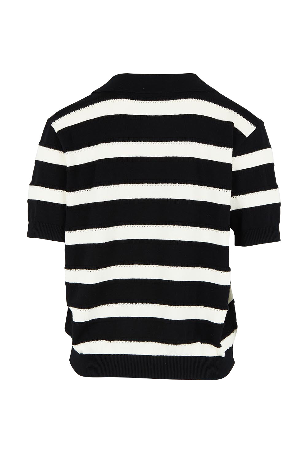 Product shot of the Salford Cotton Knit Polo in colour Creamblk (Black), from the back