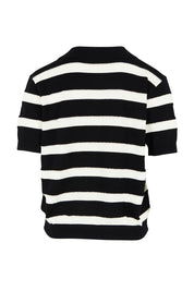 Product shot of the Salford Cotton Knit Polo in colour Creamblk (Black), from the back