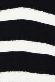 Product shot of the Salford Cotton Knit Polo in colour Creamblk (Black), detail