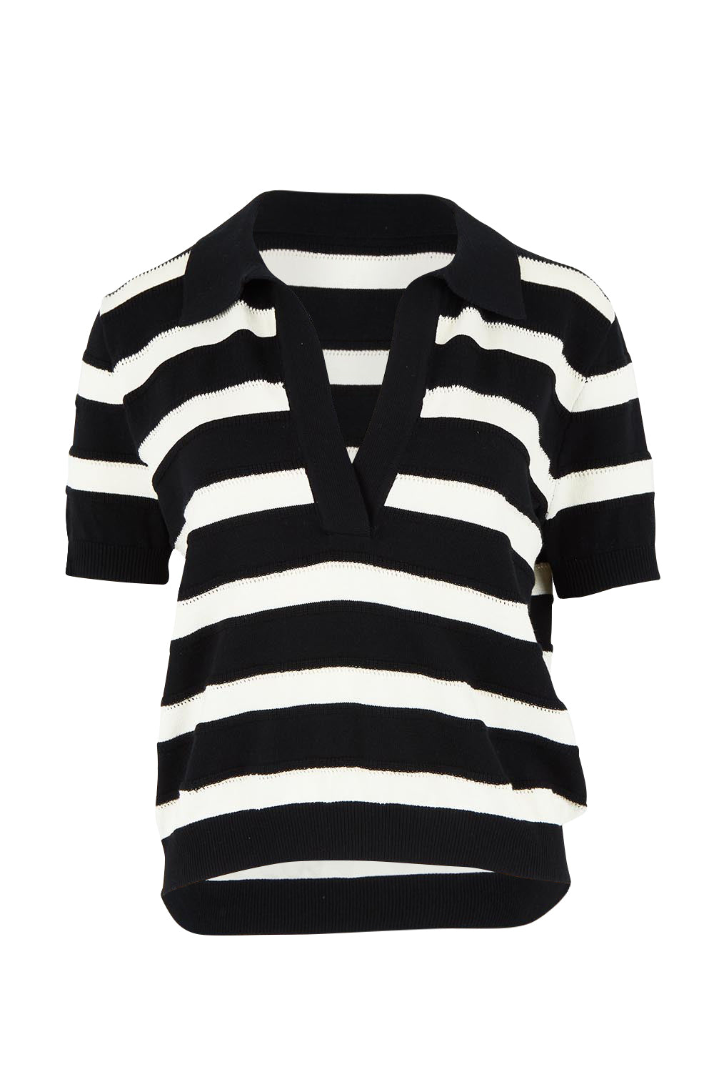 Product shot of the Salford Cotton Knit Polo in colour Creamblk (Black), from the front