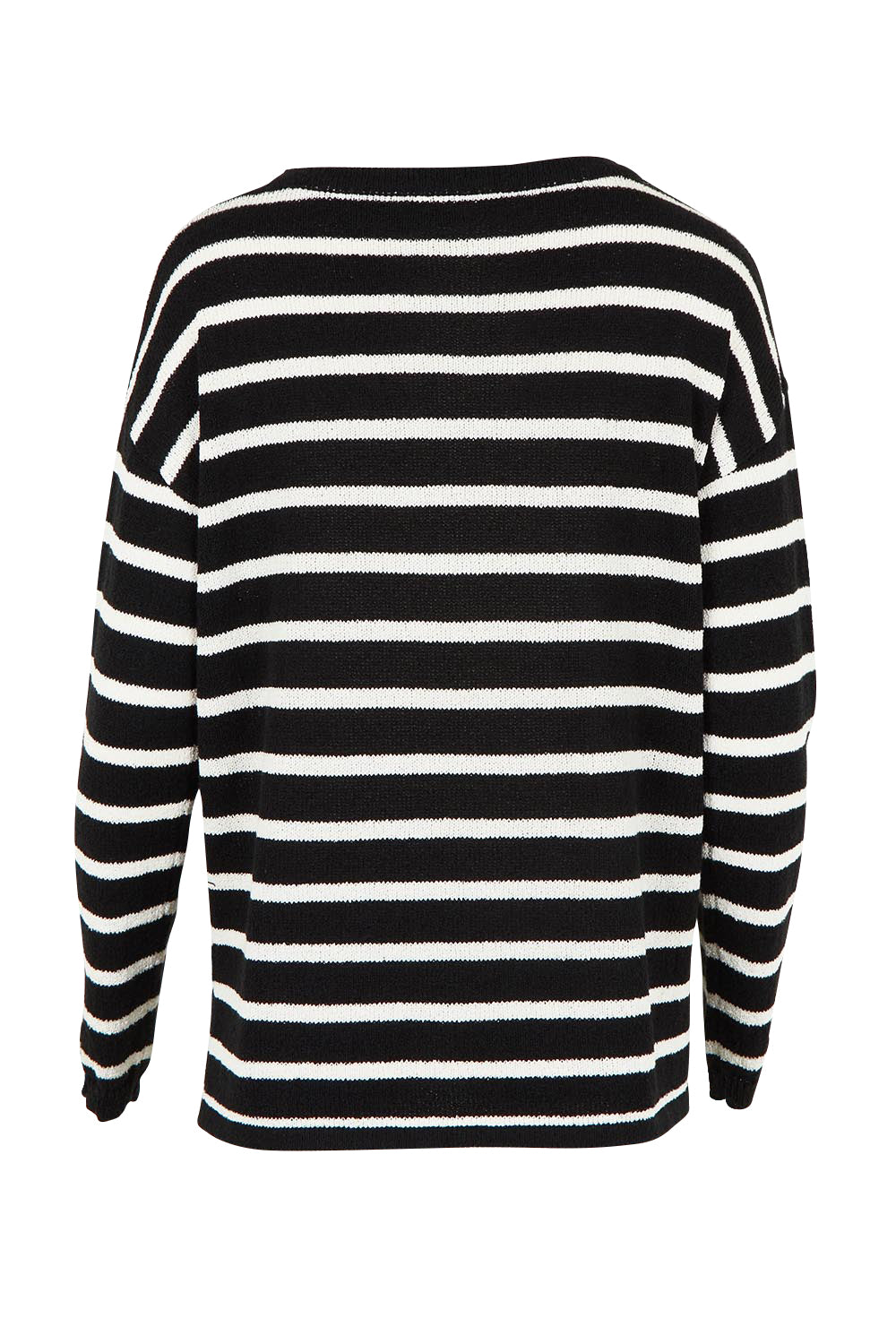 Product shot of the Bradford Knit Top in colour Creamblk (Black), from the back