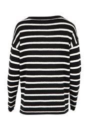 Product shot of the Bradford Knit Top in colour Creamblk (Black), from the back