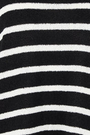 Product shot of the Bradford Knit Top in colour Creamblk (Black), detail