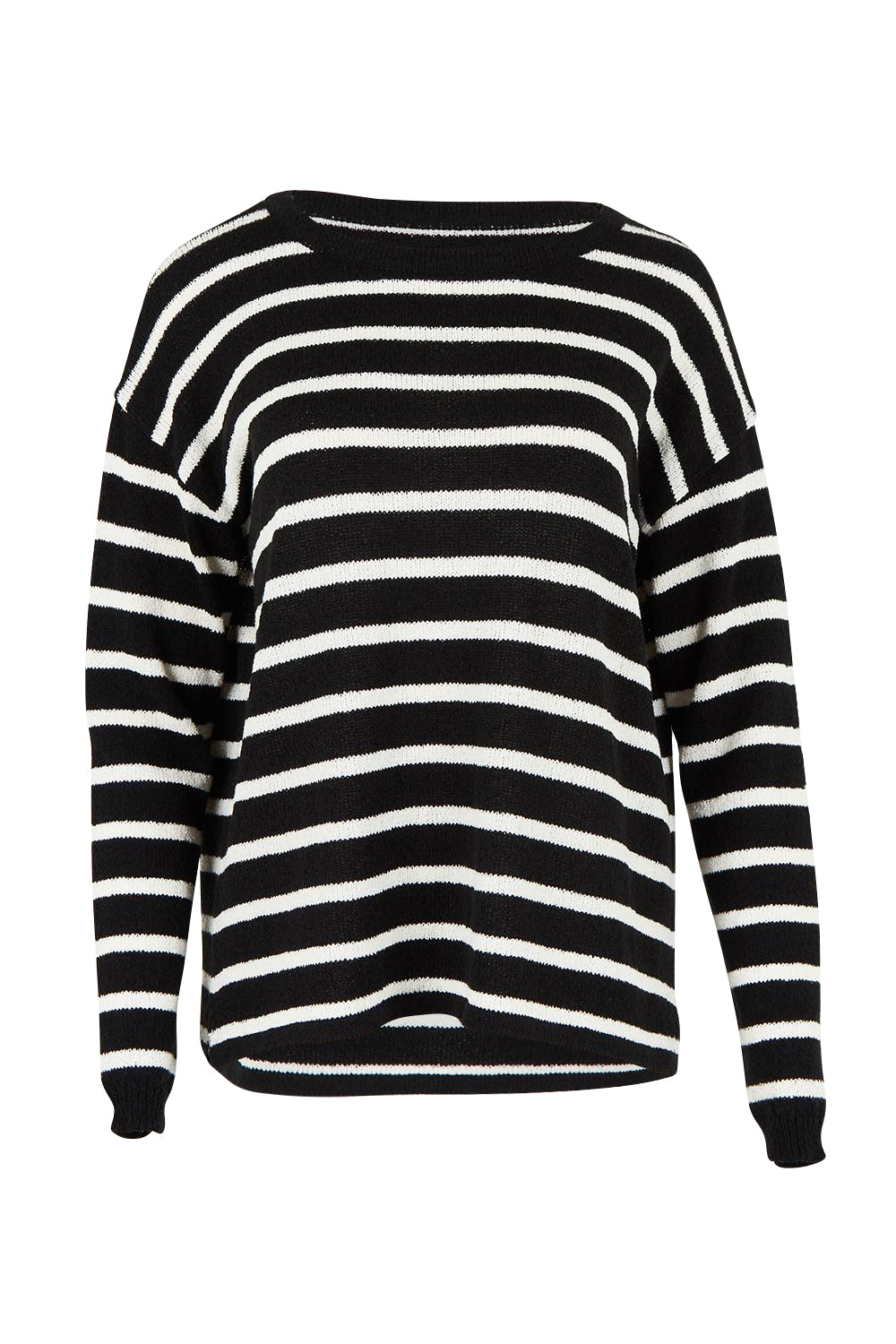 Product shot of the Bradford Knit Top in colour Creamblk (Black), from the front