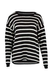 Product shot of the Bradford Knit Top in colour Creamblk (Black), from the front