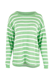 Product shot of the Bradford Knit Top in colour Greencream (Green), from the front