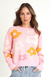 Preloved Leonie Knit Sweater - Flowers