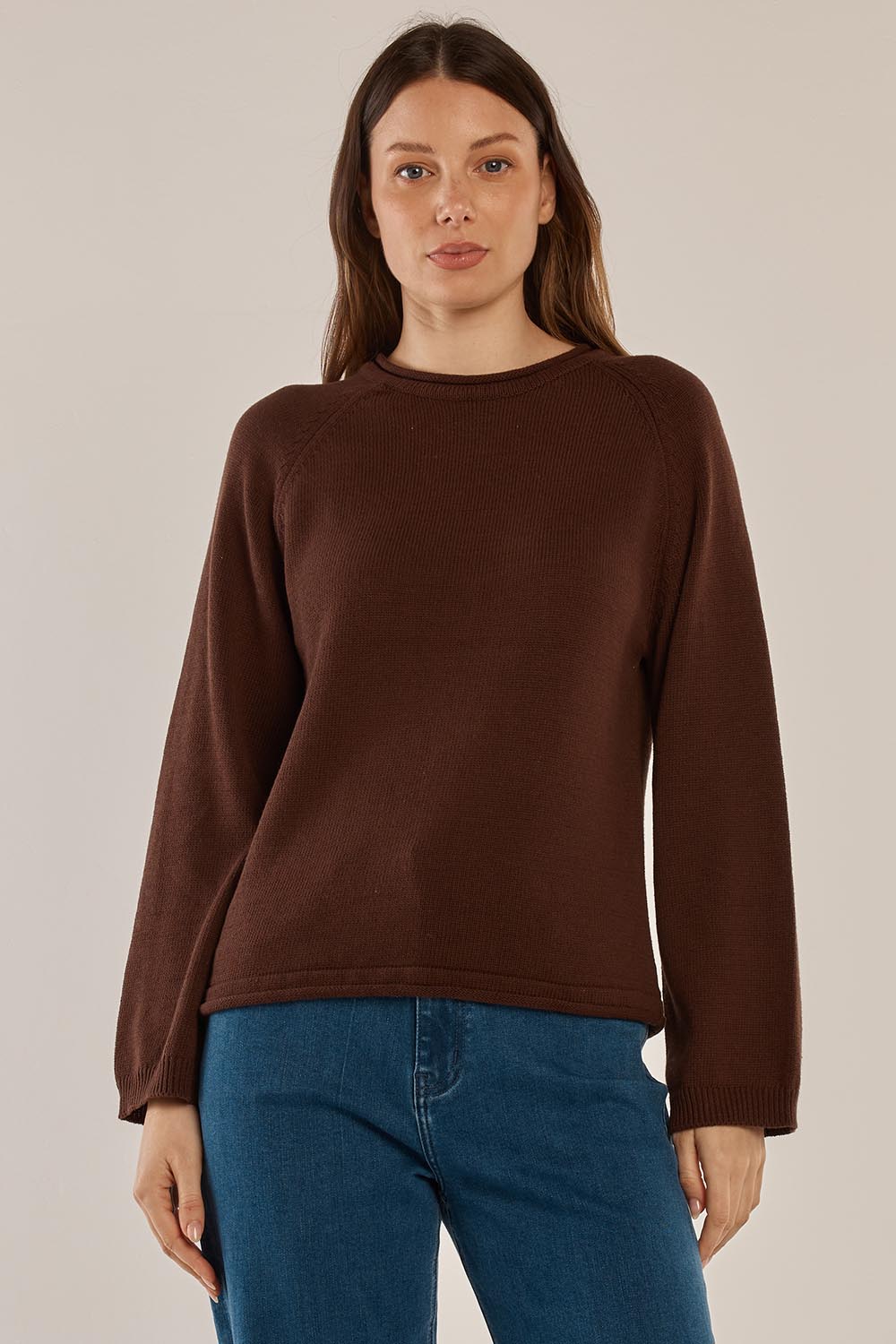 Carrie Cotton Knit Jumper – Espresso
