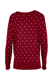 Product shot of the Louis Sweater in colour Burgandy (Red), from the back