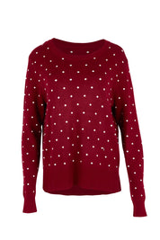 Product shot of the Louis Sweater in colour Burgandy (Red), from the front
