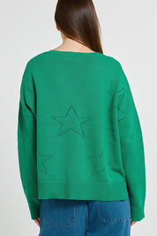 Selene Star Cotton Sweater – Green