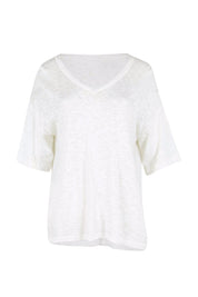 Product shot of the Aries V-Neck Sweater – White in colour White, from the front