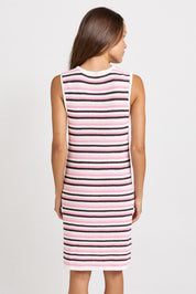 Model Genericm wearing size sample of the Mandy Tank Dress – Chocpink in colour Chocpink, from the back