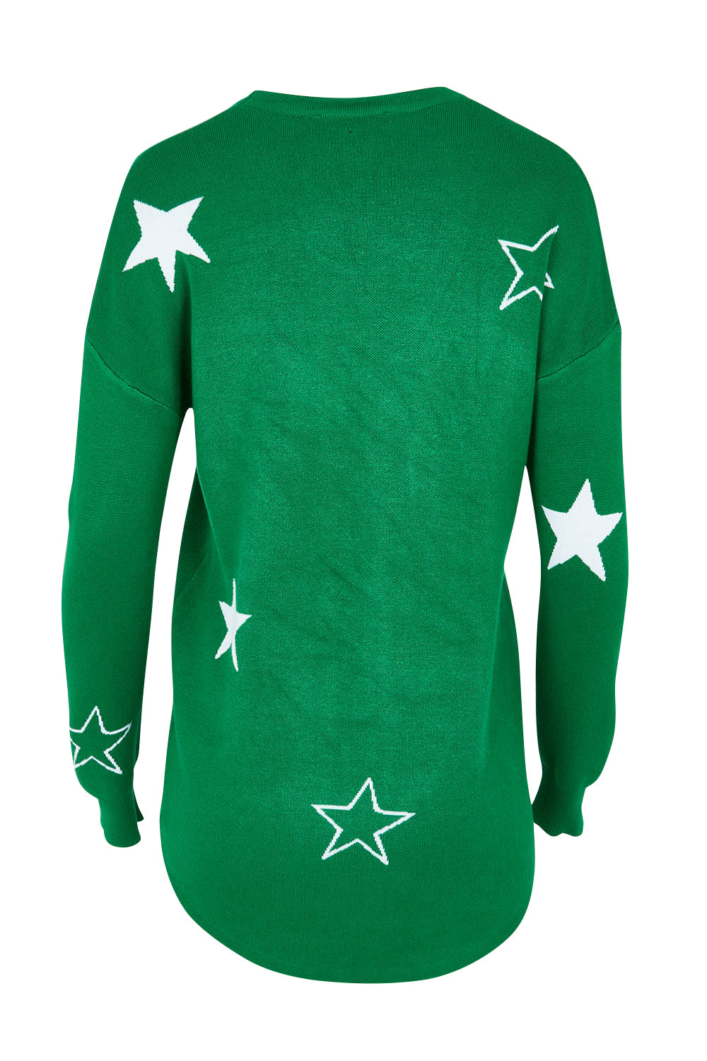 Product shot of the Sophie Knit Jumper in colour Greenstar (Green), from the back