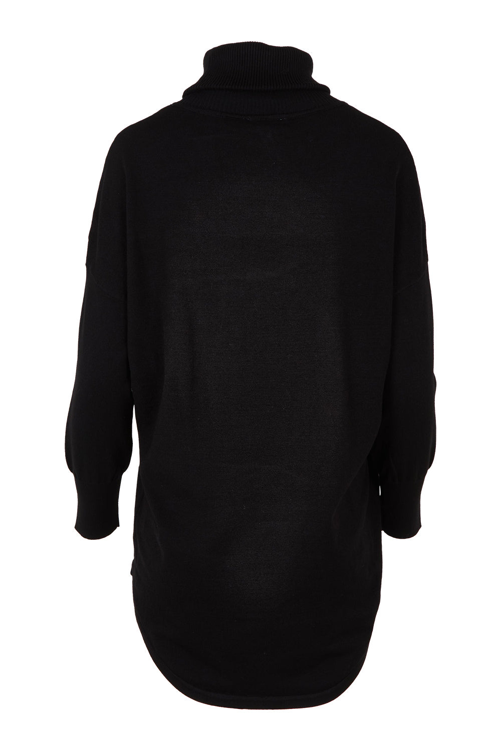 Product shot of the Fleur Roll Neck Jumper in colour Black (Black), from the back