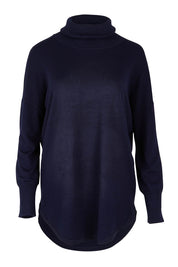 Product shot of the Fleur Roll Neck Jumper in colour Darkblue (Blue), from the front
